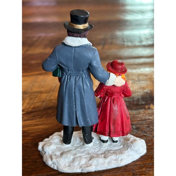 Vintage Mervyn's 1991 Christmas Village Accessory Victorian Father & Daughter Ho - Picture 4 of 7